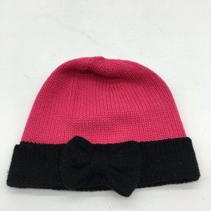 Kate Spade Pink and Black Bow Winter Hat